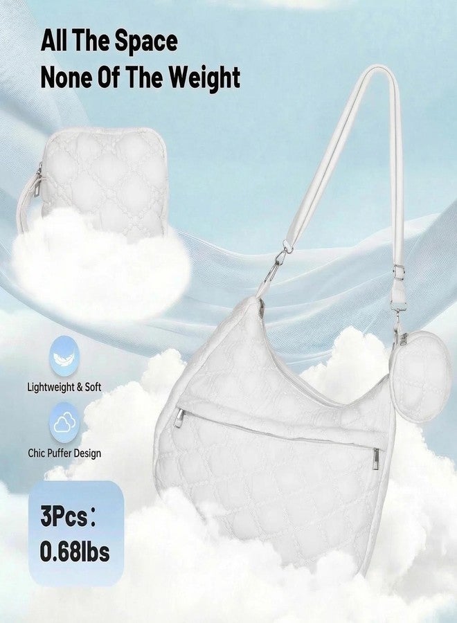 AMDAILY Quilted Puffer Tote Bag, Crossbody Hobo Bag with Adjustable Strap for Women Nylon Soft Puffy Purse Shoulder Bag for Daily Use - Image 5