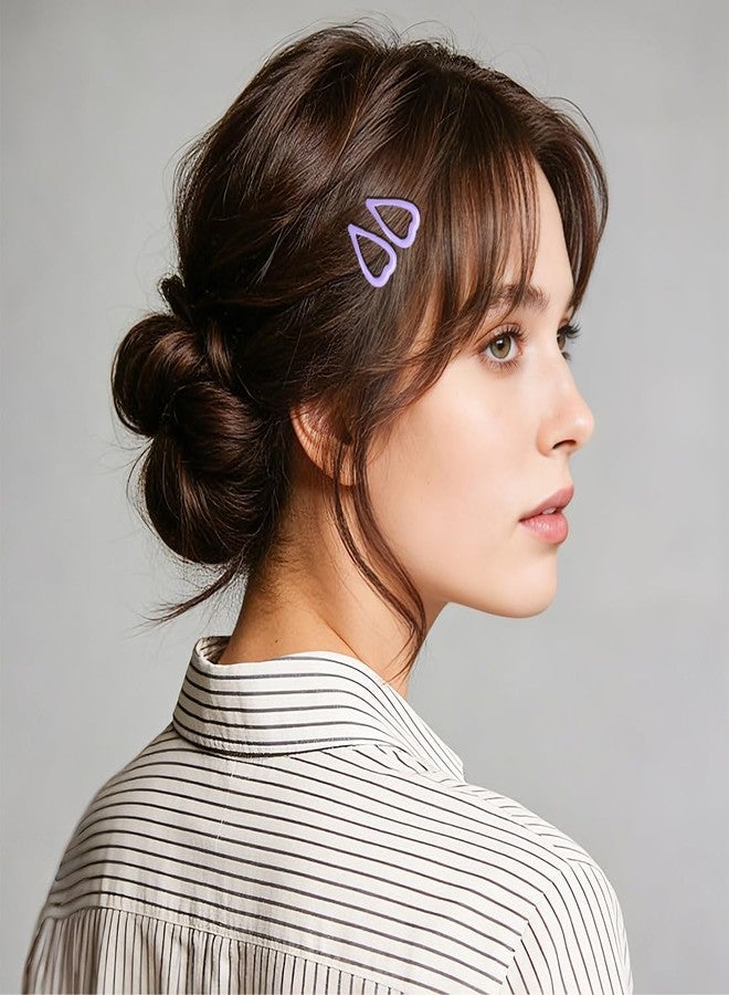 FZWONVUC 64 Pcs Cute Metal Heart Snap Hair Clips for Women & Girls - Strong Hold Small Barrettes for Thin Fine Hair Accessories (Light purple) - Image 4