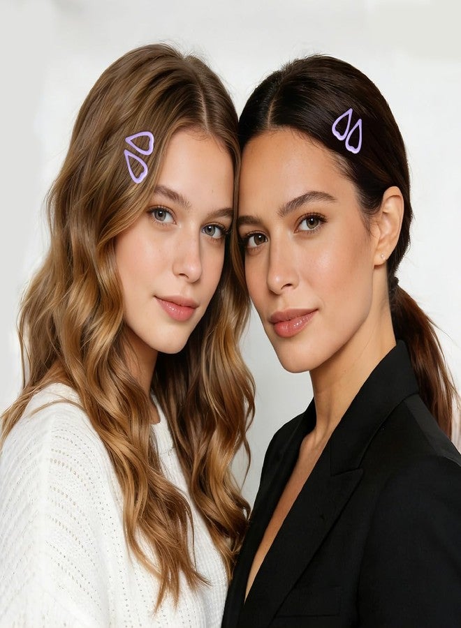 FZWONVUC 64 Pcs Cute Metal Heart Snap Hair Clips for Women & Girls - Strong Hold Small Barrettes for Thin Fine Hair Accessories (Light purple) - Image 5