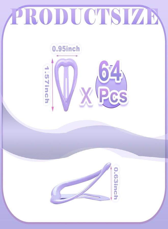 FZWONVUC 64 Pcs Cute Metal Heart Snap Hair Clips for Women & Girls - Strong Hold Small Barrettes for Thin Fine Hair Accessories (Light purple) - Image 2