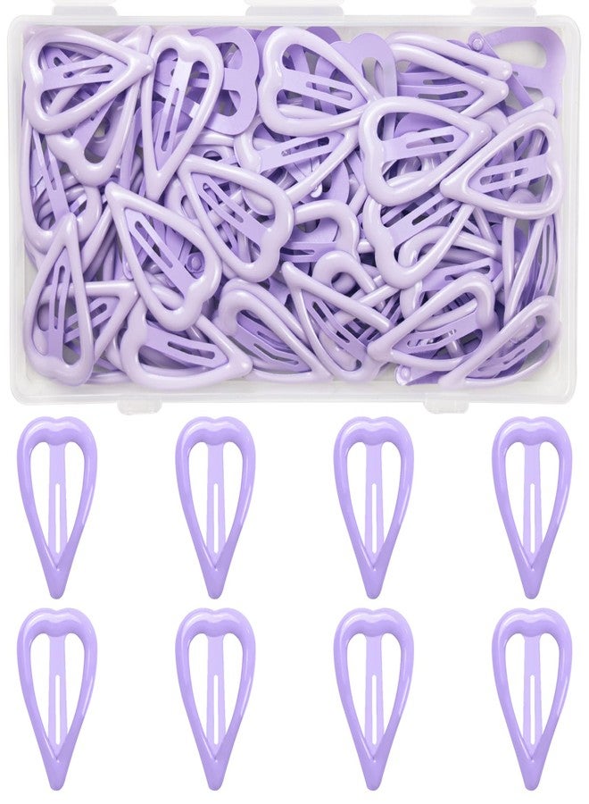 FZWONVUC 64 Pcs Cute Metal Heart Snap Hair Clips for Women & Girls - Strong Hold Small Barrettes for Thin Fine Hair Accessories (Light purple) - Image 1