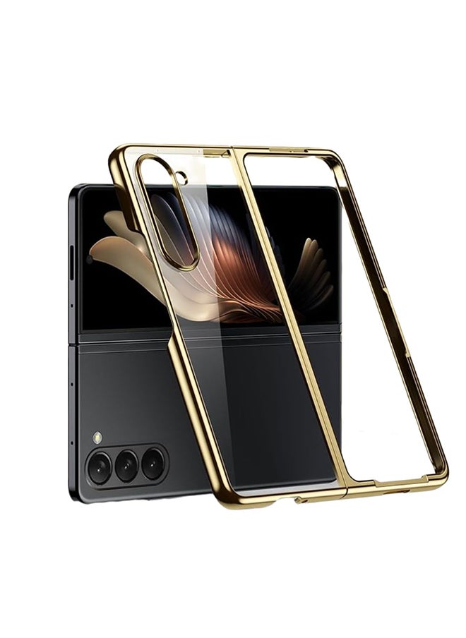 O Ozone Cover For Samsung Galaxy Z Fold 5 Case Slim Hard Electroplated Edge Ultra-Thin Shockproof Non-Slip Lightweight Full-Body Protective Phone Case - Gold  - Image 1