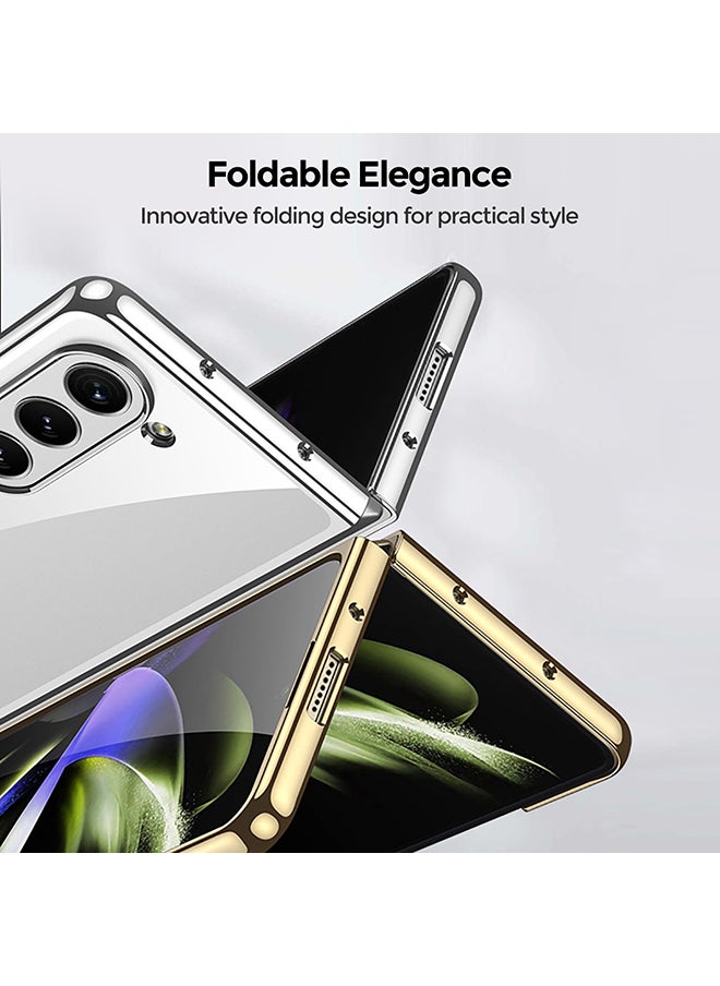 O Ozone Cover For Samsung Galaxy Z Fold 5 Case Slim Hard Electroplated Edge Ultra-Thin Shockproof Non-Slip Lightweight Full-Body Protective Phone Case - Gold  - Image 4