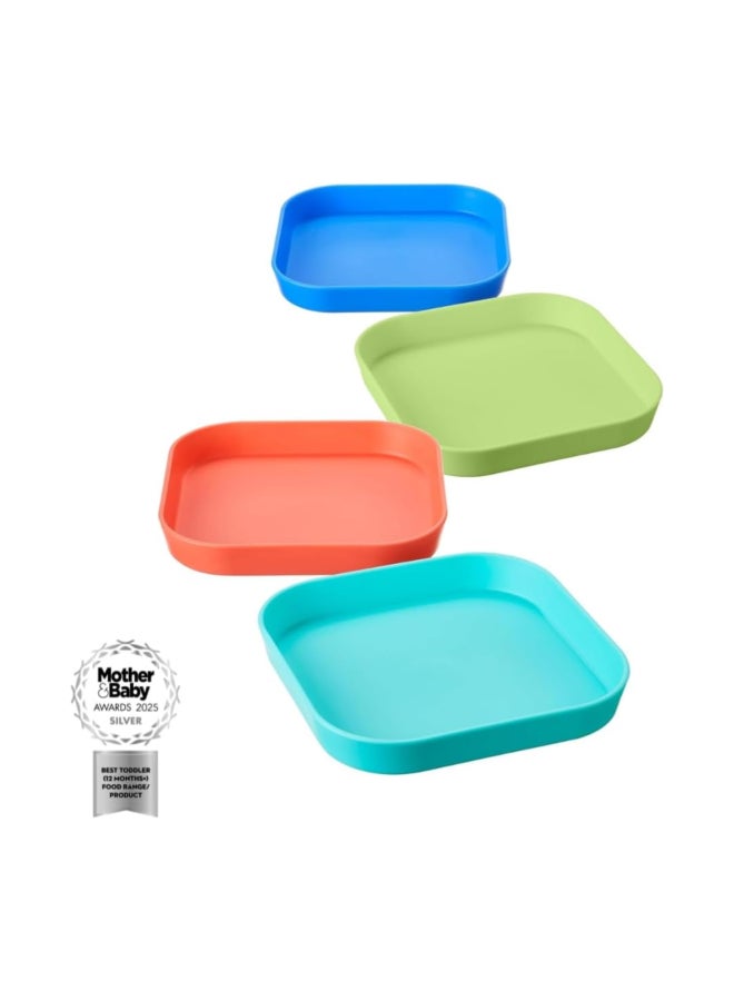 Nuby Brights Plates, 2-Pack, Toddler Feeding Plates for Weaning and Mealtime, Durable Reusable Plates for Everyday Dining, Assorted - Image 1