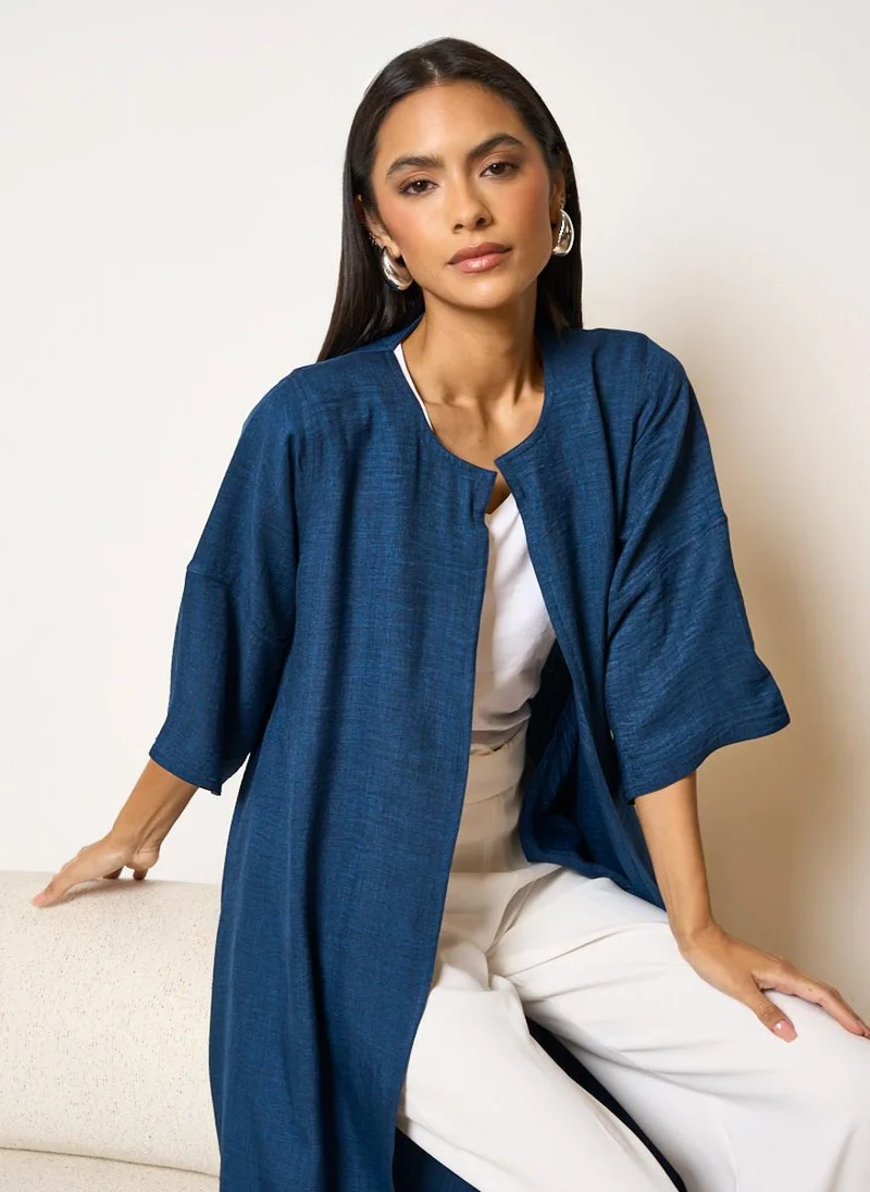 Couturelabs Blue Short Sleeve Denim Look Abaya Cardigan