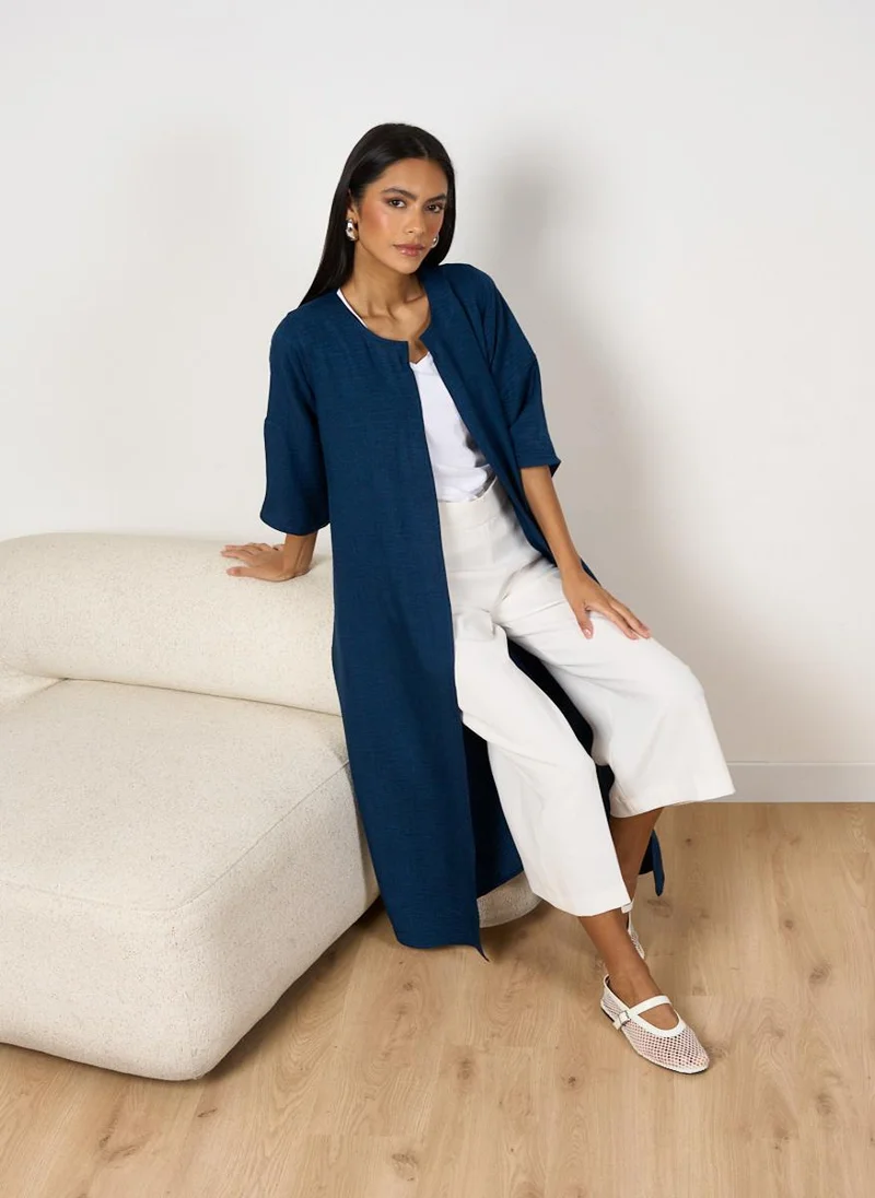 Couturelabs Blue Short Sleeve Denim Look Abaya Cardigan