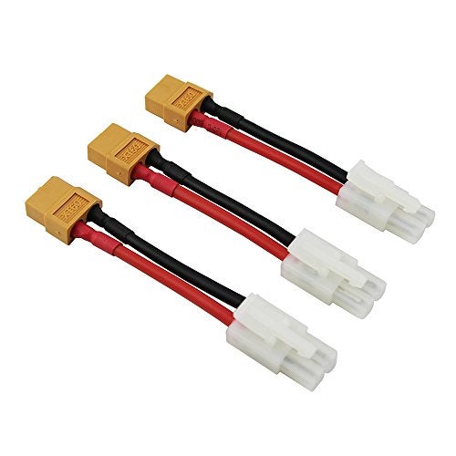 OliYin 3pcs compatible with Big Tamiya Male to Female XT60 Connector Adapter 14awg 196inch Wire for NiCd NiMH Dynamite Packspack of 3 - Image 1