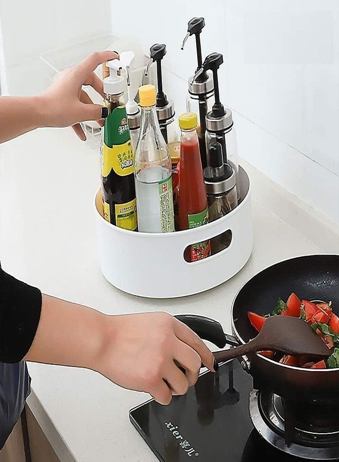 360° Rotating Kitchen Organizer Tray, Plastic Multi-Purpose Round Storage Turntable Tray with Handles, Tray for Kitchen, Craft Supplies, Cosmetic (Size- 23L x 23B x 7.5H cm)- Pack of 1 - Image 2