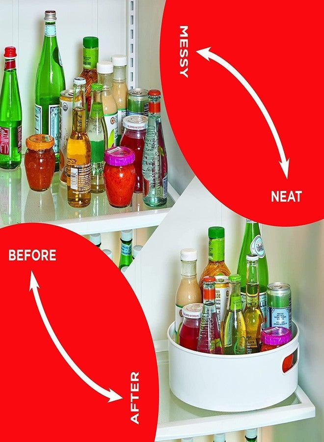 360° Rotating Kitchen Organizer Tray, Plastic Multi-Purpose Round Storage Turntable Tray with Handles, Tray for Kitchen, Craft Supplies, Cosmetic (Size- 23L x 23B x 7.5H cm)- Pack of 1 - Image 4