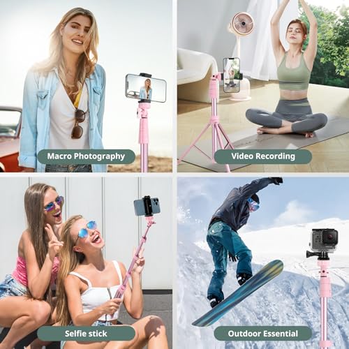 Sensyne 62 Phone Tripod Selfie Stick Extendable Cell Phone Tripod Stand with Wireless Remote and Phone Holder Compatible with iPhone Android Phone Camera - Image 3
