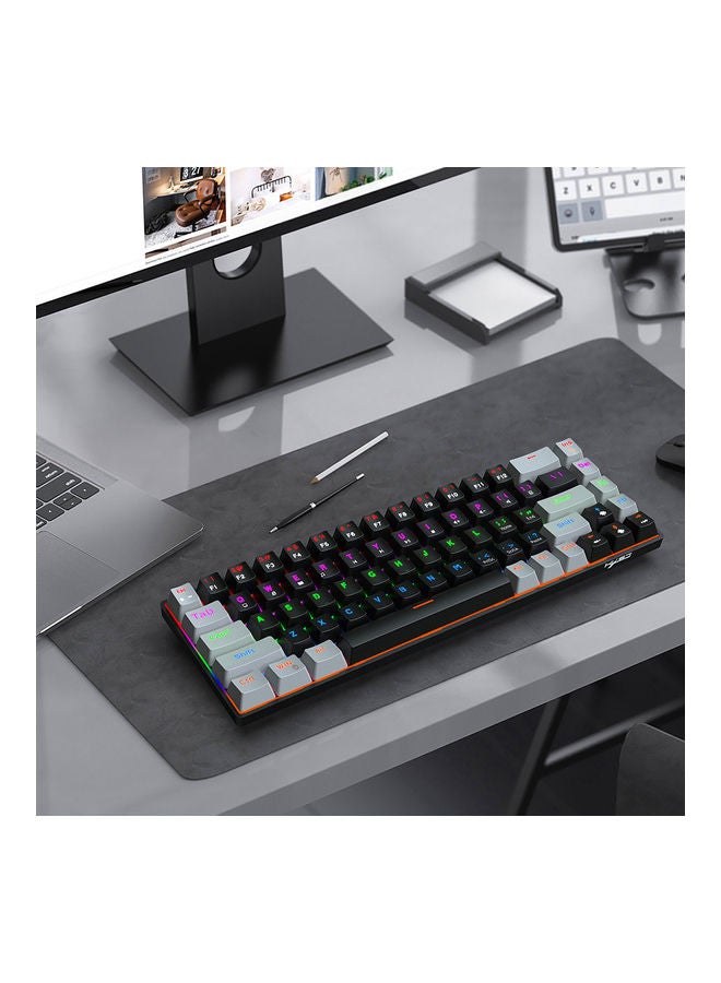إتش إكس إس جيه لوحة مفاتيح سلكية للألعاب RGB مزودة بـ 68 مفتاح مع كابل type-c قابل للفصل ومفاتيح مصنوعة من مادة ABS أسود - Image 2