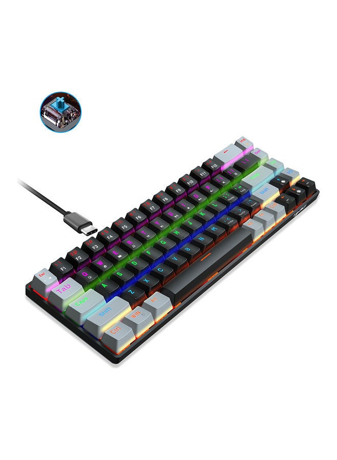 إتش إكس إس جيه لوحة مفاتيح سلكية للألعاب RGB مزودة بـ 68 مفتاح مع كابل type-c قابل للفصل ومفاتيح مصنوعة من مادة ABS أسود - Image 3