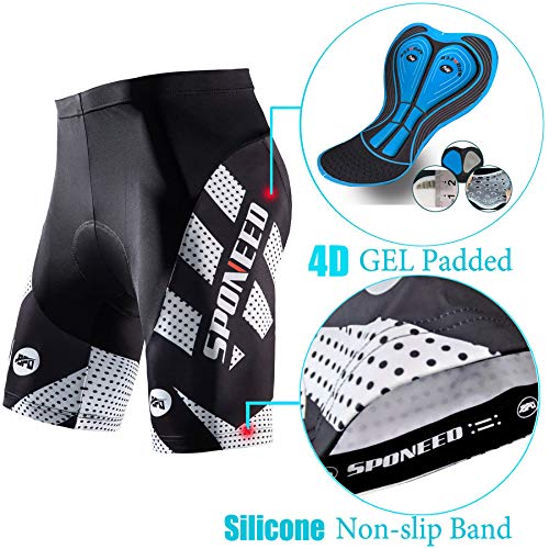 sponeed Padded Cycling Shorts Gel Biking Wear Men's Road Bike Pants Mountain Bicycle Riding Outdoor Gear US XL White - Image 5
