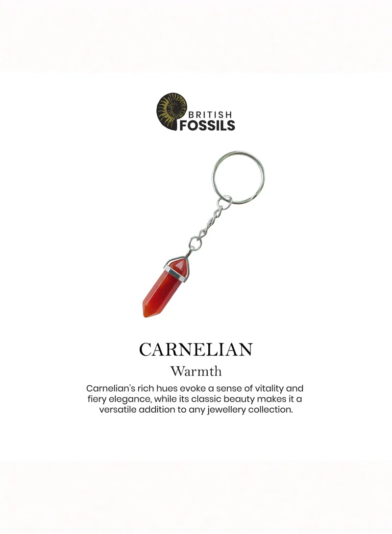 British Fossils Carnelian Crystal Energy Carnelian Keyring for Women | Best Price UAE