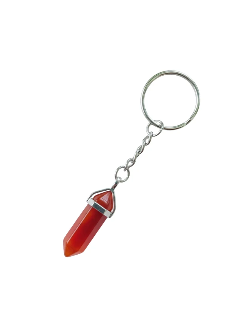 British Fossils Crystal Energy Carnelian Keyring
