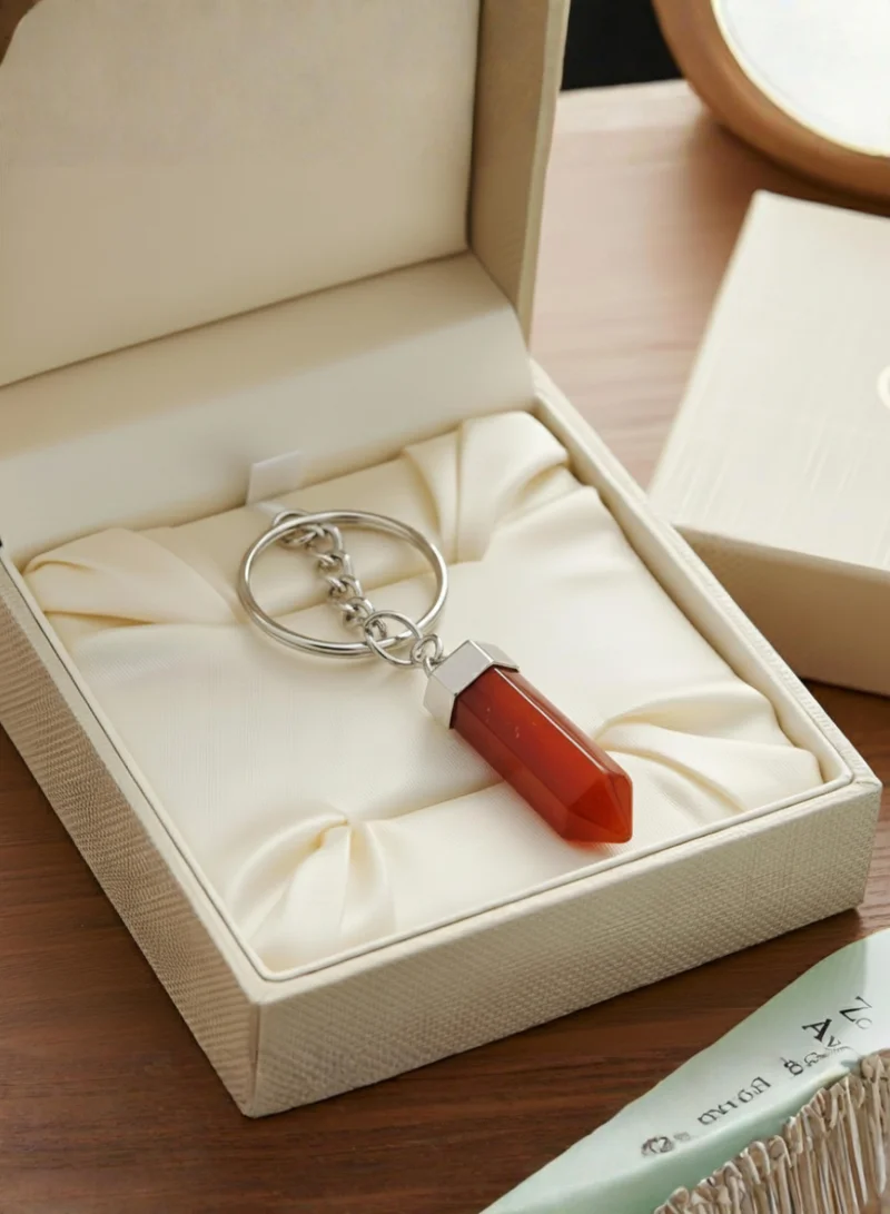 British Fossils Carnelian Crystal Energy Carnelian Keyring for Women | Best Price UAE