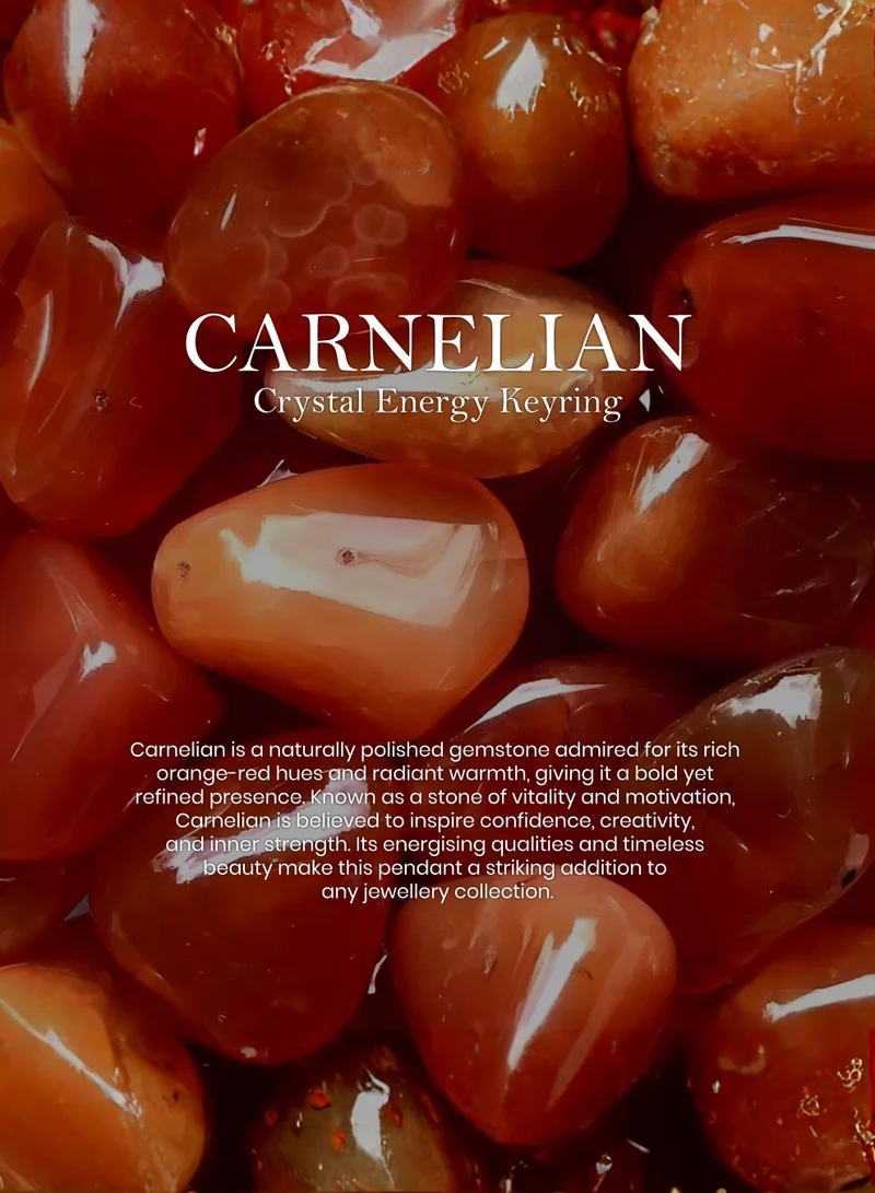 British Fossils Crystal Energy Carnelian Keyring