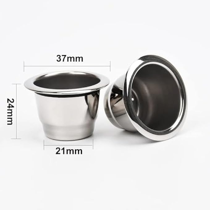 إكسفور كبسولات قابلة لإعادة الاستخدام لآلات نسبرسو الأصلية، 6 قطع، كبسولات قهوة إسبريسو قابلة لإعادة التعبئة مع فرشاة ومغرفة، أكواب من الفولاذ المقاوم للصدأ، فلاتر متوافقة مع آلات نسبرسو، 6 أكواب، 50 غطاء - Image 3