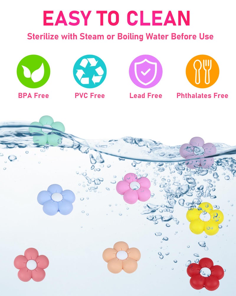 FIVEIZERO 24PCS FIVEIZERO Silicone Focal Beads,Flower and Cute Charms for DIY Keychains, Pens, Bracelets, Necklaces, Lanyards, Beaded Pens, and Crafting Supplies,Ideal for Keychain Making and Creative Designs - Image 3