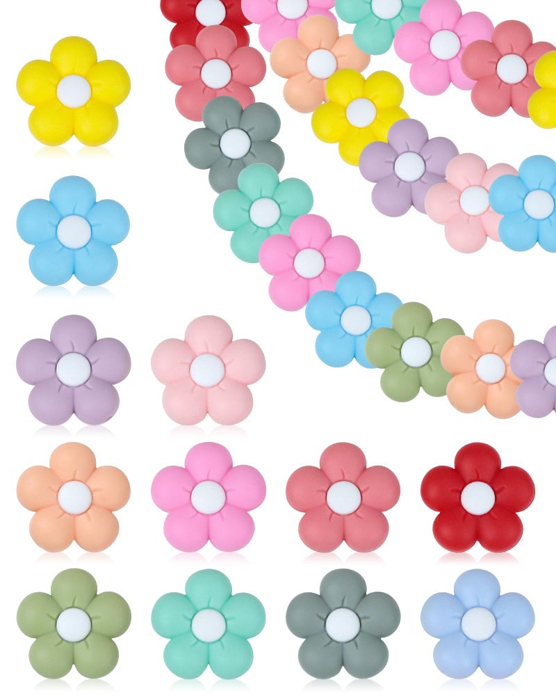 FIVEIZERO 24PCS FIVEIZERO Silicone Focal Beads,Flower and Cute Charms for DIY Keychains, Pens, Bracelets, Necklaces, Lanyards, Beaded Pens, and Crafting Supplies,Ideal for Keychain Making and Creative Designs - Image 1