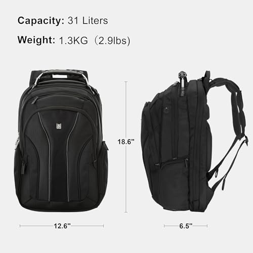 LEVEL8 Laptop Backpack Work Backpack for Men Women Travel Computer Bag for Business Fits 156 Laptop and Notebook Black - Image 3