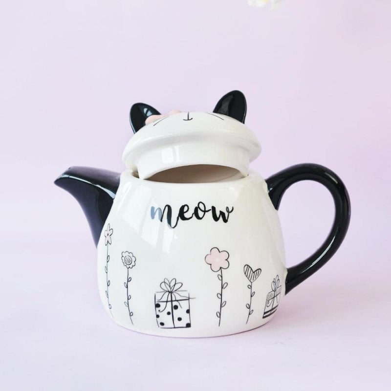 Gaolinci Cute Cat Ceramic Teapot, 18 Oz Watter Pot, Flower Teapot - Image 5