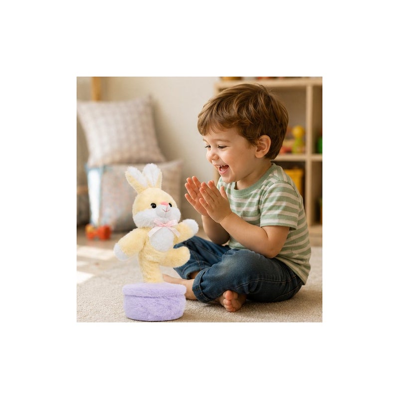 Dancing Bunny Plush Toy for Kids, Interactive Rabbit Stuffed Animal, Yellow - Image 4