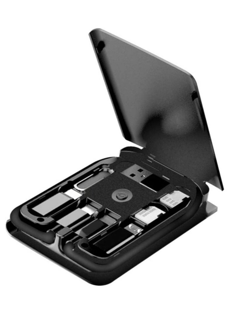 Gravity Urban Survival Card Data Cable, Multi-Type Charging Cable Convertor, Multi-Function Wireless Charger Adapter, Built-in Card Reader, Can Use as Phone Holder - Image 1