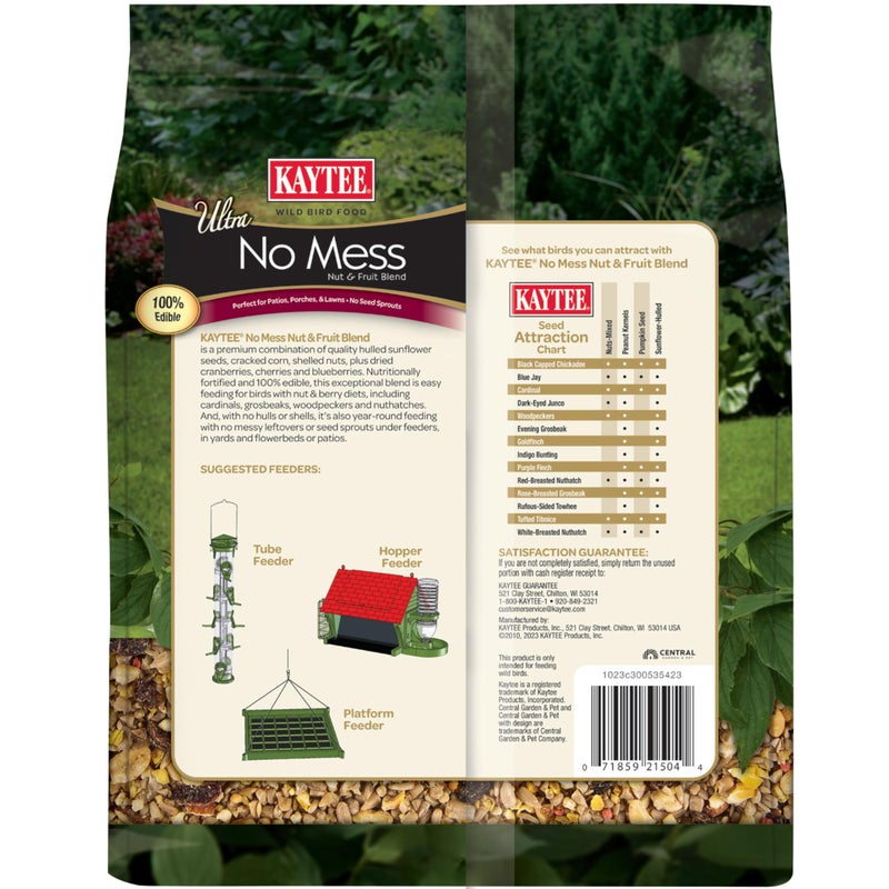 Kaytee Wild Bird Ultra No Mess Nut & Fruit Food Seed Blend For Blue Jays, Woodpeckers, Juncos, Cardinals, Grosbeaks, Sparrows, and Finches, 5.5 Pound - Image 2