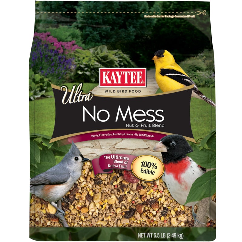 Kaytee Wild Bird Ultra No Mess Nut & Fruit Food Seed Blend For Blue Jays, Woodpeckers, Juncos, Cardinals, Grosbeaks, Sparrows, and Finches, 5.5 Pound - Image 1