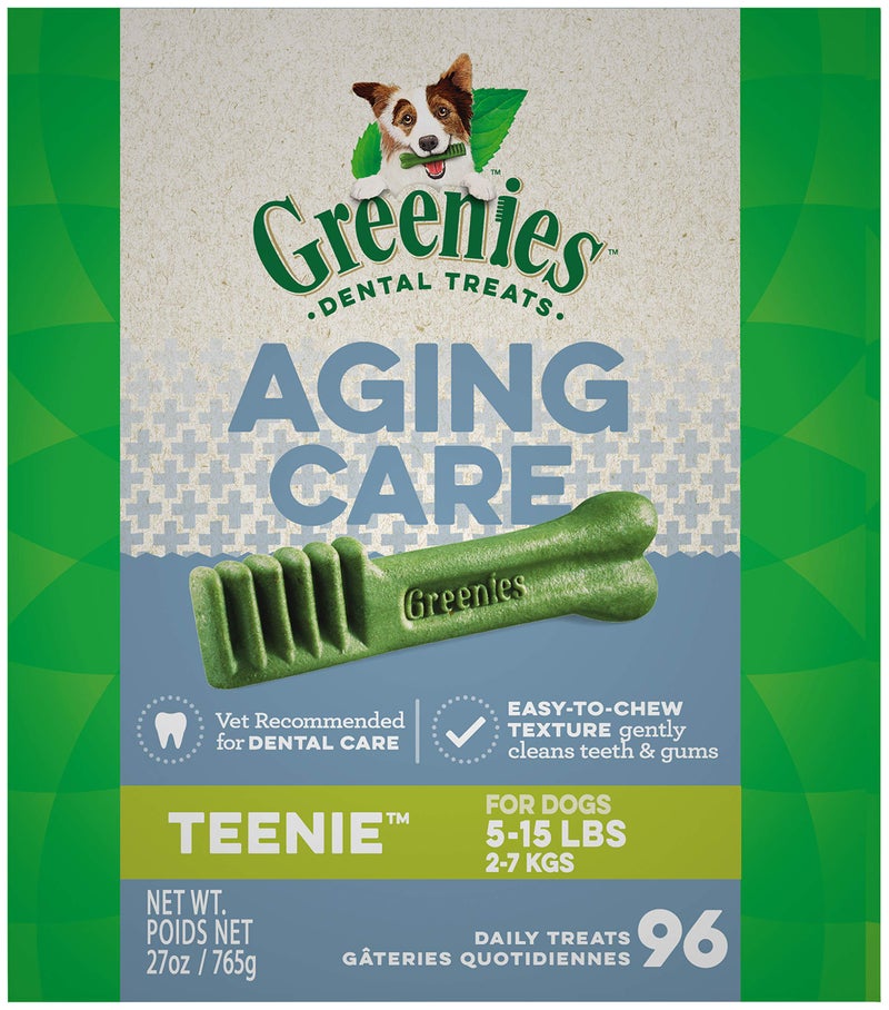 Greenies Veterinarian-Recommended Aging Care Adult Natural Dental Dog Treats Teenie Size, 27 oz. Pack, 96 Count - Image 1