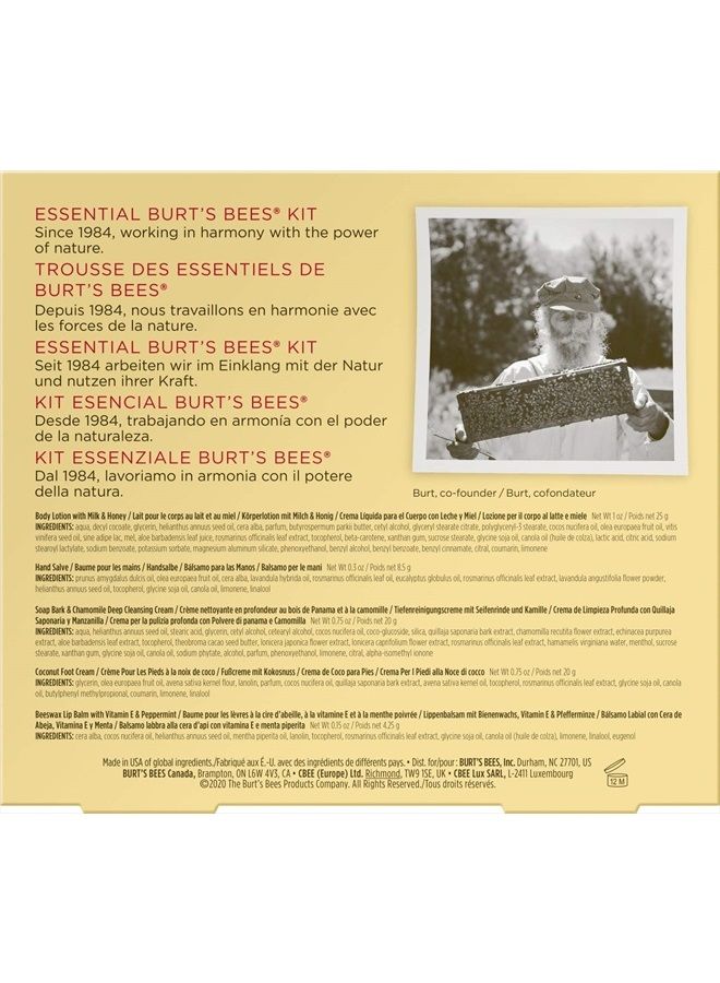 Burt's Bees Essential Gift Set, 5 Travel Size Products - Deep Cleansing Cream, Hand Salve, Body Lotion, Foot Cream and Lip Balm - Image 2