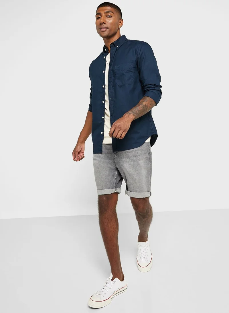 Aeropostale navy Essential Regular Fit Shirt for Men | Best Price UAE