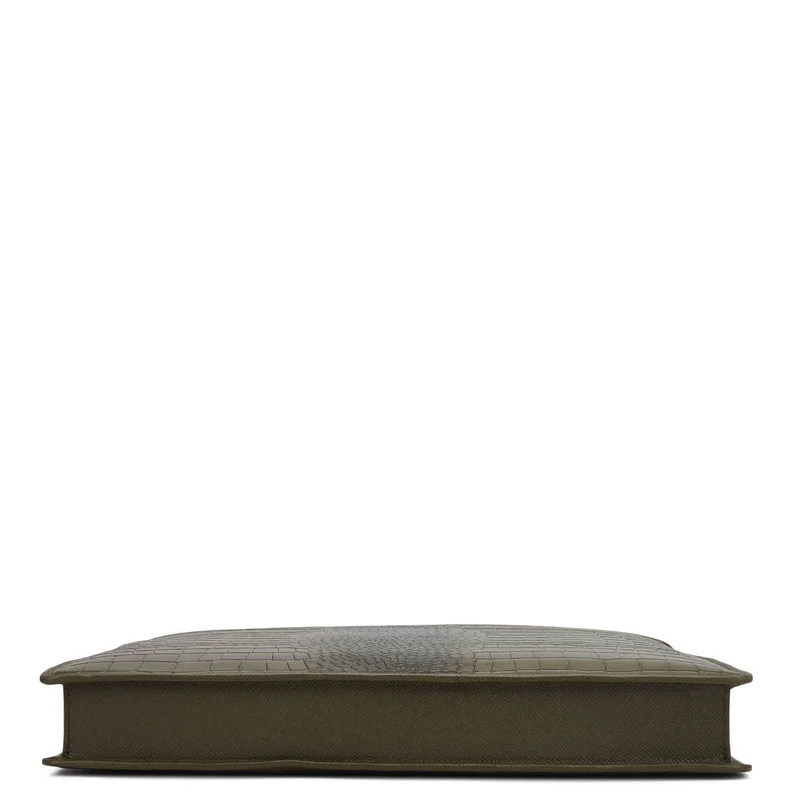 Da Milano Military Green Croco Leather Laptop Sleeve - Military Green  | Best Price UAE