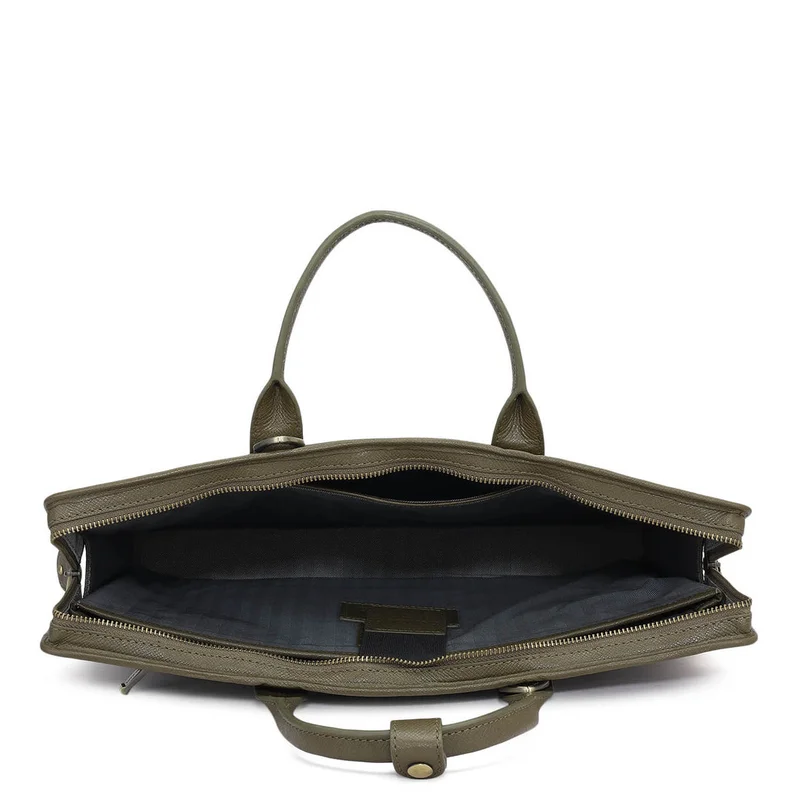 Da Milano Military Green Croco Leather Laptop Sleeve - Military Green  | Best Price UAE