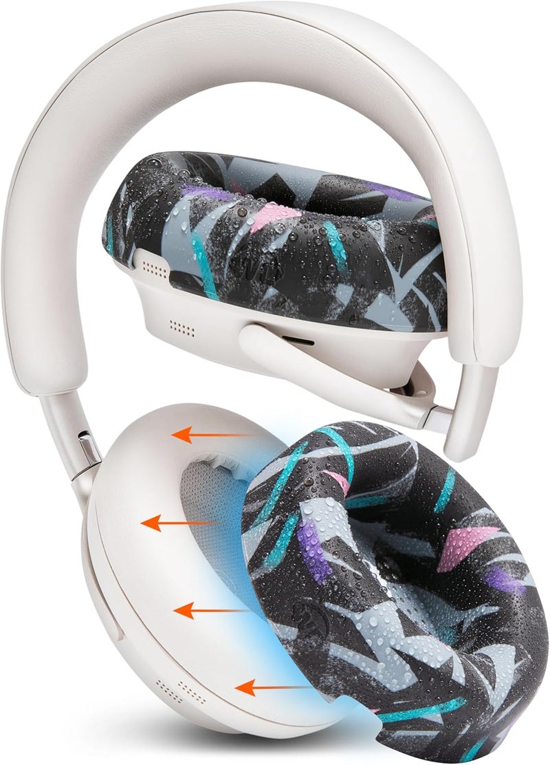 WC SweatZ QC Ultra - Protective Earpad Covers for Bose QuietComfort Ultra by Wicked Cushions | Sweatproof & Easily Washable | Does not fit any other Bose Headphones | 90's Black - Image 1