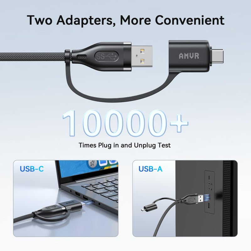 AMVR Link Cable with Charging 16FT Compatible with Meta Quest 3/3S/2/Pico 4 Accessories, Nylon Braided Cable with USB 3.0 A to C Adapter for SteamVR/PCVR, High-Speed Max 5Gbps, Play While Charger - Image 3