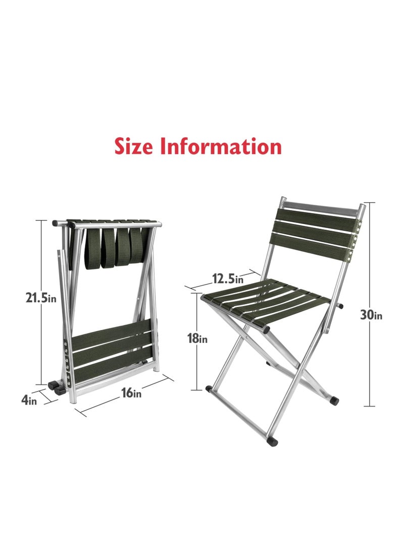 UPSTYLE - Folding Camping Chairs Portable Fishing Chairs, Portable Stool Chair, Green Fishing Chairs for Adults, 30 Inch Height Outdoor Chairs for Camping Chairs, BBQ, Gardening, Picnic & Travel Hiking - Image 1
