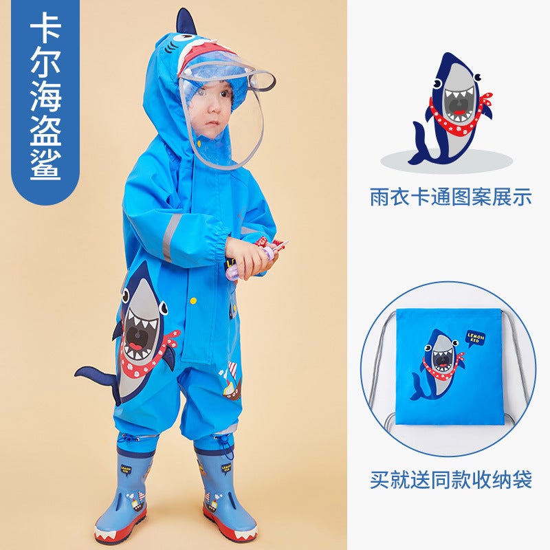 Lemon Children'S Raincoat Split Boy Girl Baby Poncho Cute Cartoon Schoolbag Reflective Rain Gauge For Primary School Students - Image 1