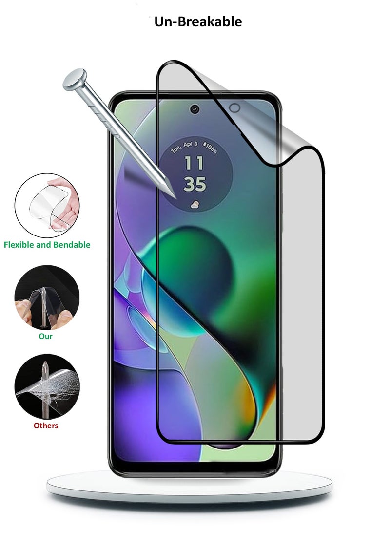 Wtech Motorola Moto G54 5G 2023 Nano Ceramic Full Glue Full Cover Matte Flexible Screen Protector (MSCNMN) -  Clear/Black - Image 4
