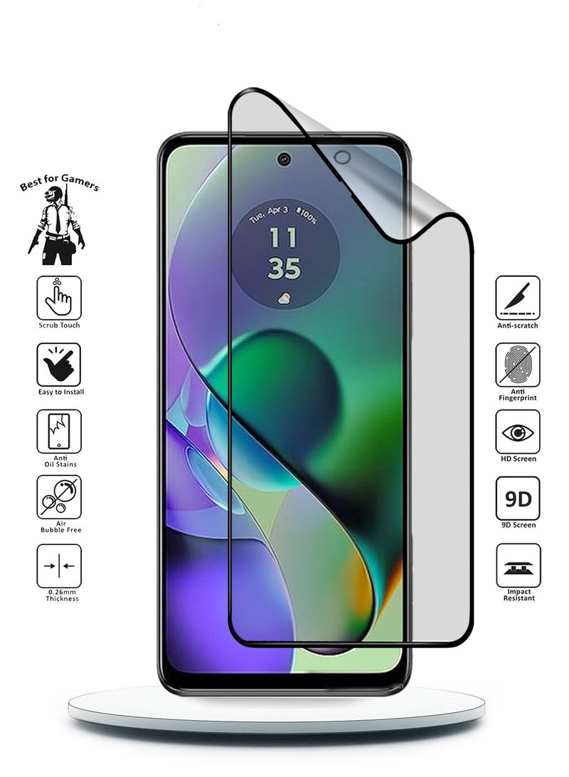 Wtech Motorola Moto G54 5G 2023 Nano Ceramic Full Glue Full Cover Matte Flexible Screen Protector (MSCNMN) -  Clear/Black - Image 2