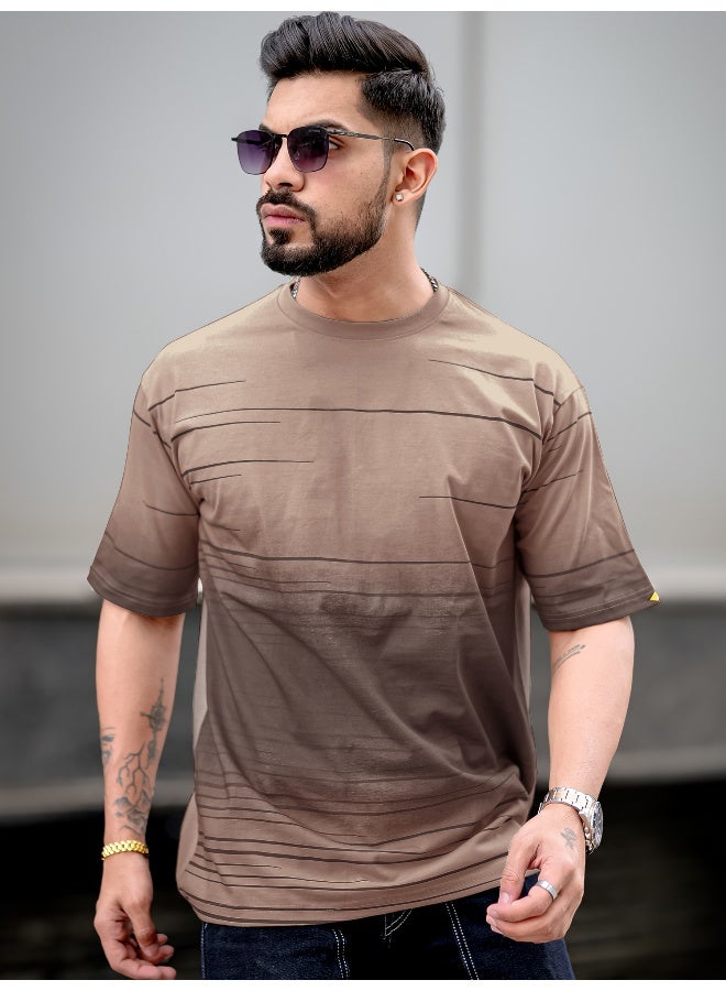 Maniac Men Textured Polo Neck Half Sleeve Half Zipper Cream Color Cotton T-Shirt - Image 2