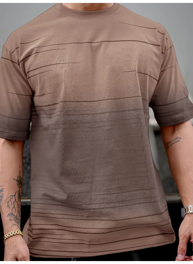 Maniac  Maniac Men Textured Polo Neck Half Sleeve Half Zipper Cream Color Cotton T-Shirt for Men | Best Price UAE