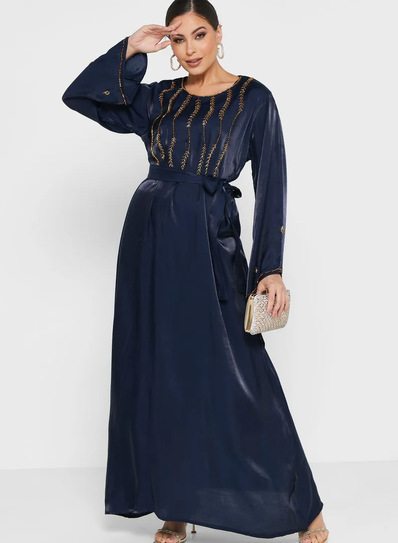hayas closet Embellished Belted Jalabiya