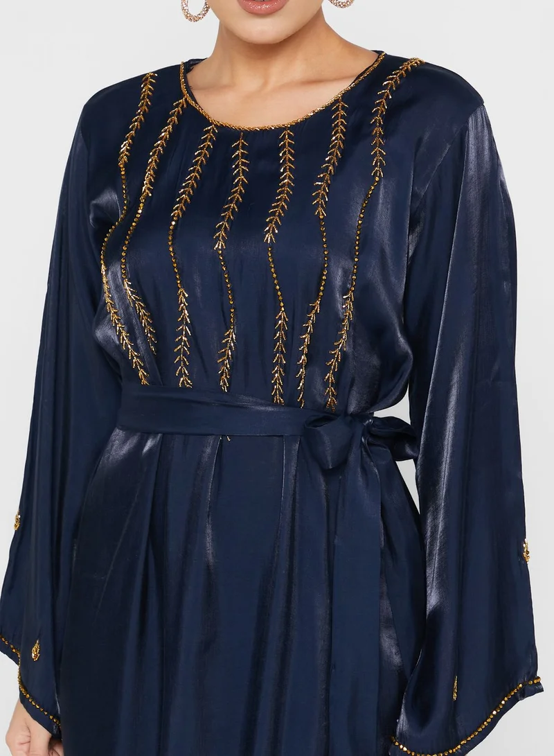hayas closet Embellished Belted Jalabiya