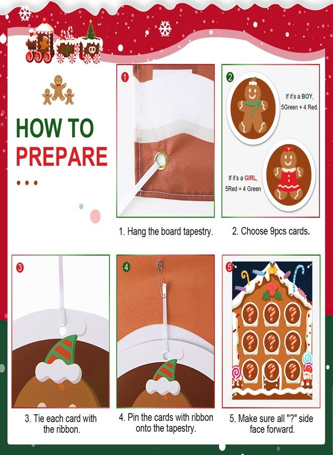 BLOOMWIN Gender Reveal Tic Tac Toe - Christmas Gender Reveal Ideas Gingerbread Boy or Girl Gender Reveal Games Red and Green - Giant Gender Reveal X and O Board Games - Image 4