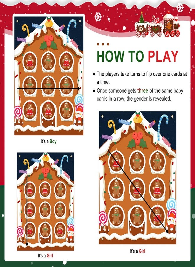 BLOOMWIN Gender Reveal Tic Tac Toe - Christmas Gender Reveal Ideas Gingerbread Boy or Girl Gender Reveal Games Red and Green - Giant Gender Reveal X and O Board Games - Image 5