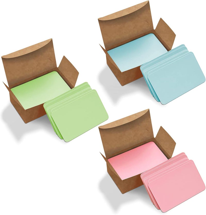 VANRA 300PCS Small Blank Index Cards 3.5x2 inches Note Cards Study Flash Cards, Word Message Gift DIY Cards Kraft Paper Tags (Assorted Colors Light, 300/Pack) - Image 1