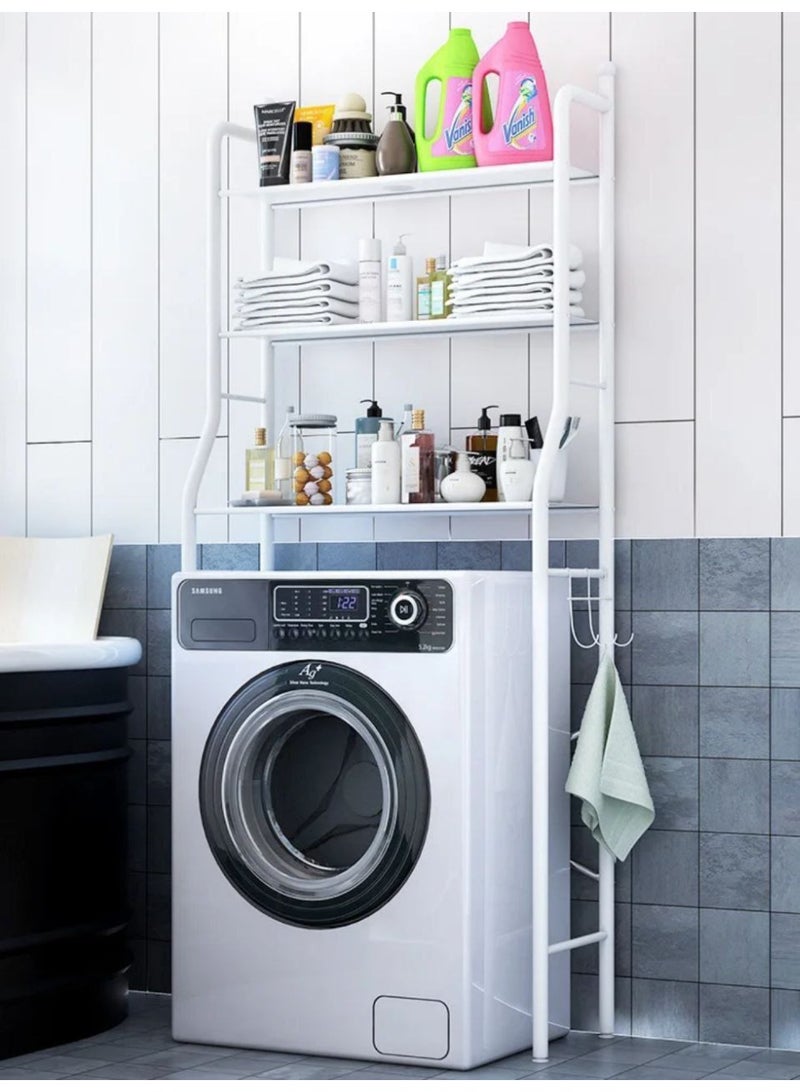 Smart Bathroom Organizer: 3-Tier Over-the-Toilet Metal Storage Rack Maximize your bathroom space with this sleek, space-saving organizer. Specially designed to turn the unused area above your toilet or washing machine into a fully integrated, modern storage unit. - Image 1