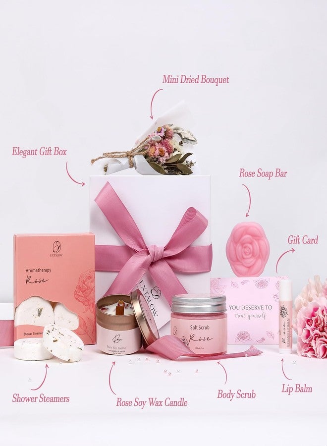 EXTALOW Spa Gifts for Women Bath and Body Gift Basket Mothers Day Gifts Rose Home Spa Set Self Care Gifts for Mom Sister Her Wife Birthday Gifts for Women Spa Kit Care Package Thank You Gifts - Image 3